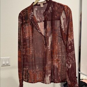Forever 21 Sheer Burgundy and Rust Blouse